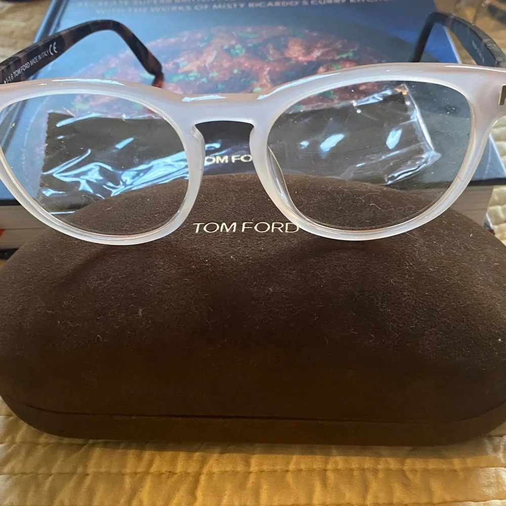 Tom Ford TF5426 eyeglasses in a transparent gray/gray havana color